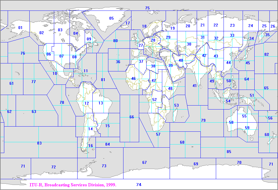 World map showing CIRAF zones